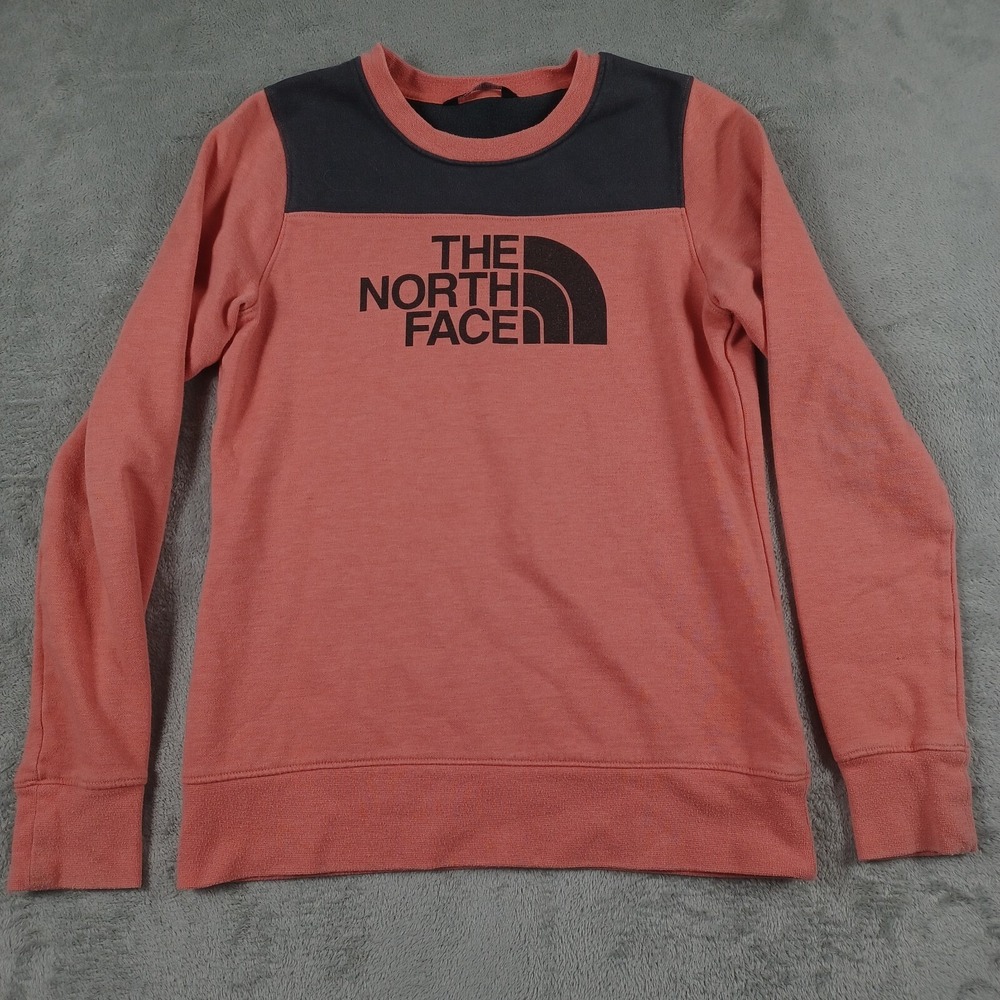 North Face Sweater Womens Small Red Crew‎ Neck Pullover Fleece Logo Casual
